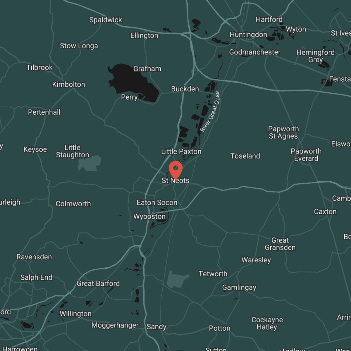 Map showing the location of Cambs Leisure Servicing in St Neots, Cambridgeshire.